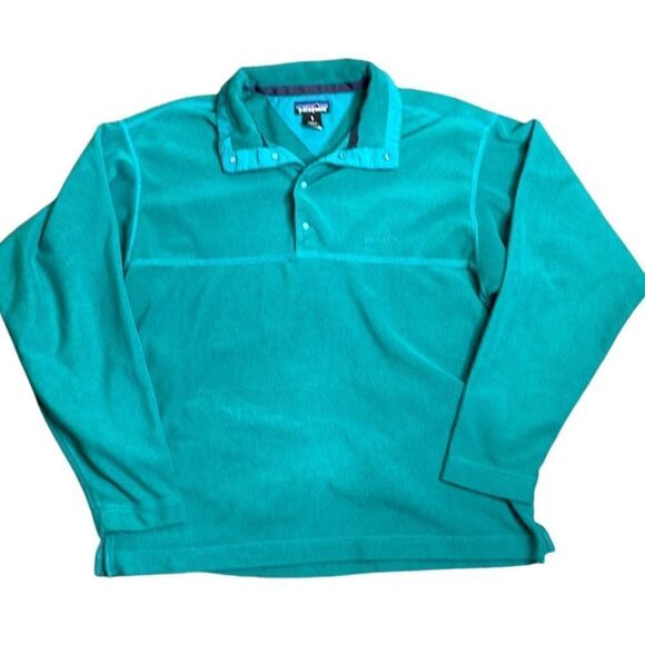 Vintage Patagonia Men’s Synchilla fleece pullover teal Small made in USA - Picture 1 of 7